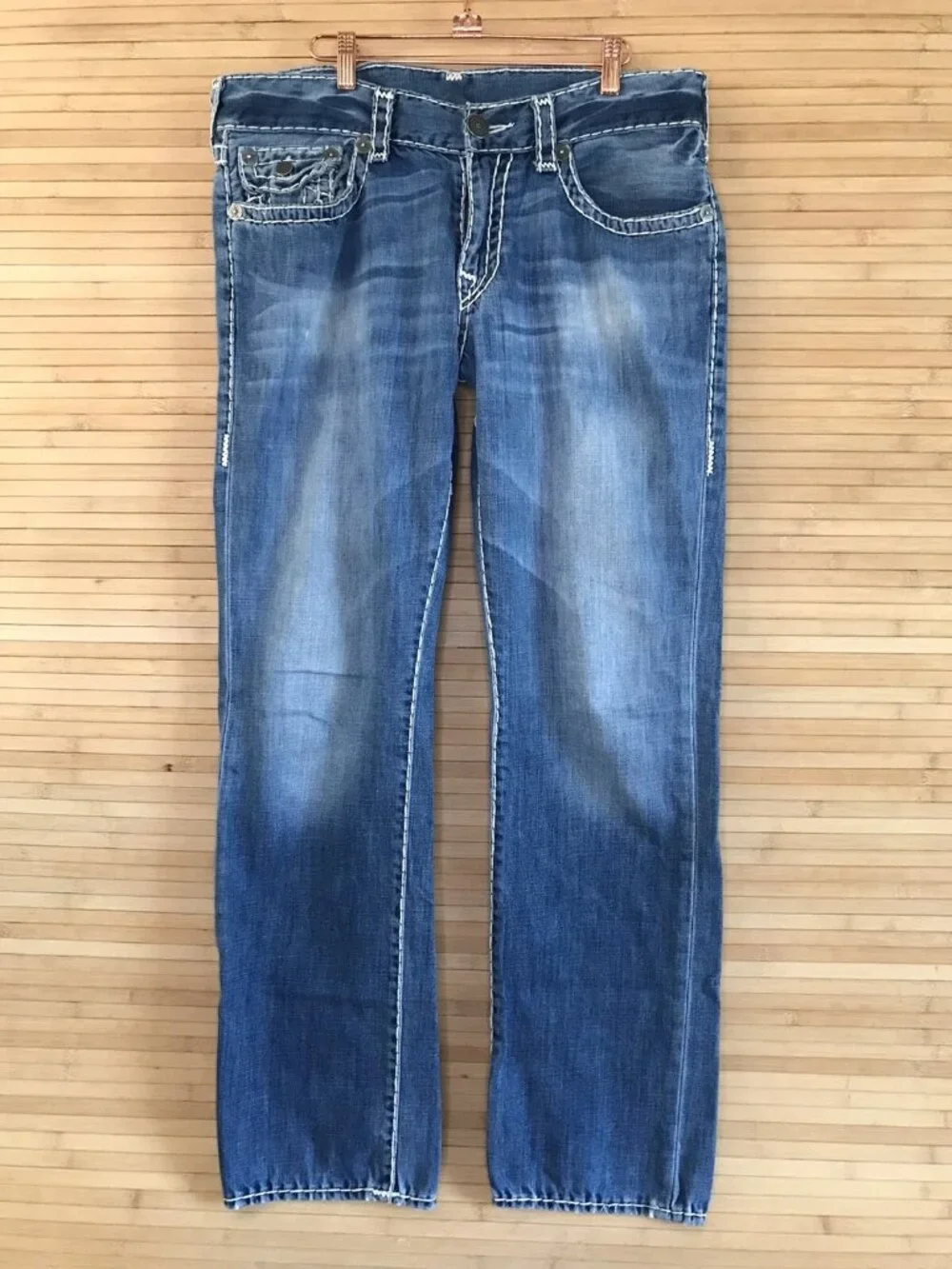 True Religion Ricky Super T Flap Rope Stitch Jeans Men’s 34 x 33 Relax Straight